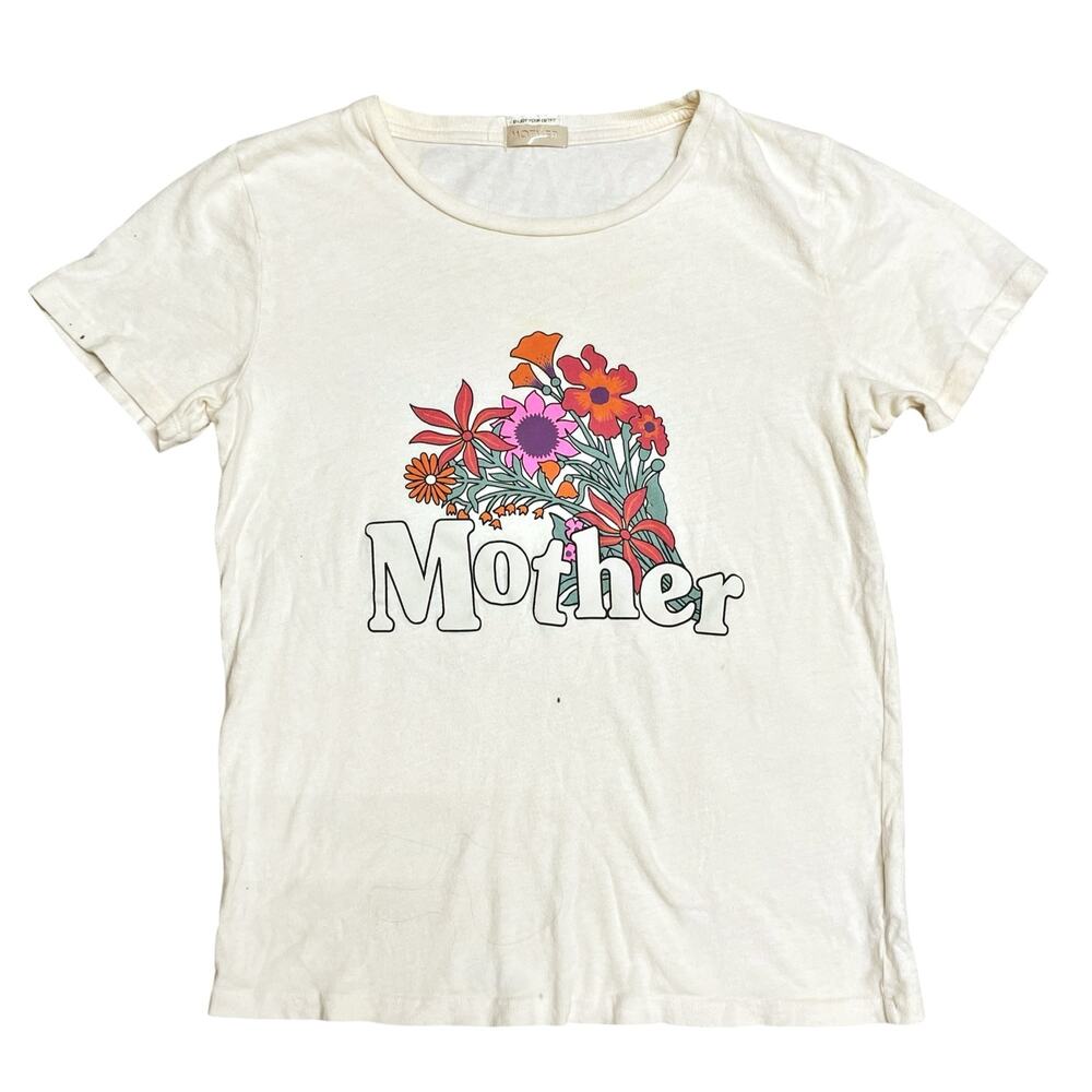 MOTHER The Itty Bitty Tee in Mother Super Bloom Bouquet Print Size XS *stained*